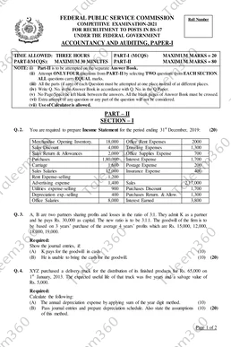 CSS Accounting and Auditing Paper 2021 PDF