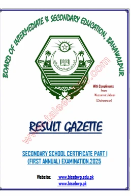 BISE Bahawalpur Board 9th Class Result Gazette 2025 PDF