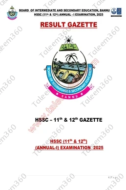 BISE Bannu Board 11th Class Result Gazette 2025 PDF
