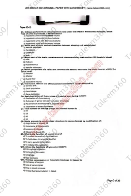 UHS MDCAT 2025 Original Paper with Answer Key PDF