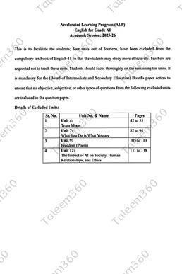 11th Class English Smart Syllabus (ALP) 2025-26 PDF