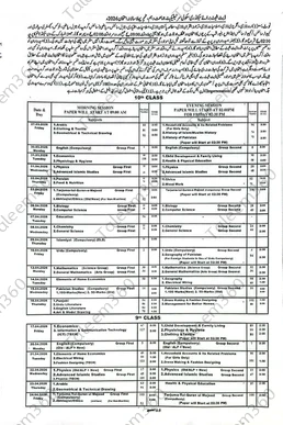 10th Class Date Sheet 2026 PDF for Punjab Boards