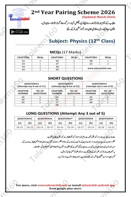 12th Class Physics Pairing Scheme 2026 PDF