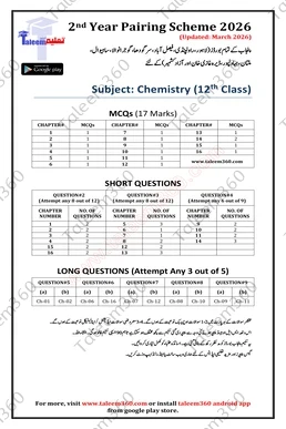 2nd Year Chemistry Pairing Scheme 2026 for Punjab Boards
