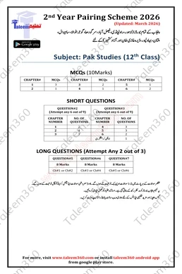 2nd Year Pak Studies Pairing Scheme 2026 PDF