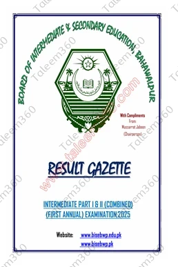 BISE Bahawalpur Board 12th Class Result Gazette 2025 PDF