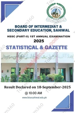 BISE Sahiwal 2nd Year / 12th Class Result 2025 Gazette PDF
