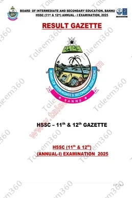 Bannu Board 12th Class Result Gazette 2025 PDF
