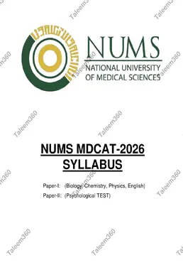 NUMS MDCAT 2026 Official Syllabus PDF