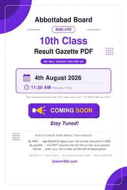 10th Class Result Gazette 2026 Abbottabad Board PDF (BISE ATD)