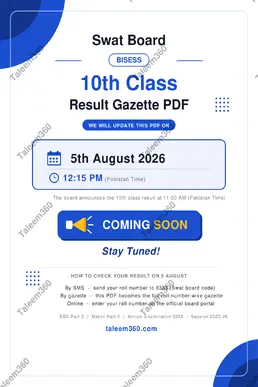 Swat Board 10th Class Result Gazette 2026 PDF (Saidu Sharif)