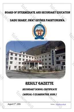 BISE Swat 9th Class Result Gazette 2026 PDF - Saidu Sharif