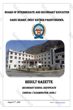 Swat Board 10th Class Result Gazette 2026 PDF (Saidu Sharif)