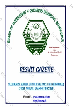 BISE Bahawalpur 10th Class Result Gazette 2026 PDF - BWP Board