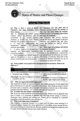 9th Class Chemistry Notes Chapter 1 Short Questions PDF - States of Matter and Phase Changes