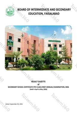 Faisalabad Board 9th Class Result 2026 Gazette PDF (BISE FSD)