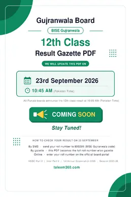 12th Class Result Gazette 2026 Gujranwala Board PDF (BISE GRW)