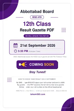 12th Class Result Gazette 2026 Abbottabad Board PDF (BISE ATD)