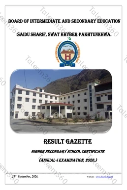Swat Board 12th Class Result Gazette 2026 PDF (Saidu Sharif)