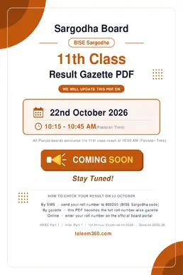 11th Class Result Gazette 2026 Sargodha Board PDF - 1st Year