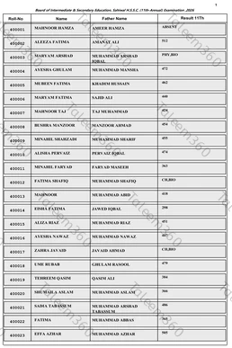 BISE Sahiwal 11th Class Result 2026 Gazette PDF - 1st Year