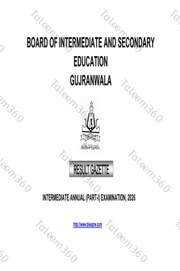 Gujranwala Board Result 2026 Class 11 Gazette PDF (BISE GRW)